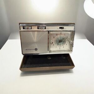 Silver and Brown Vintage Radio Clock